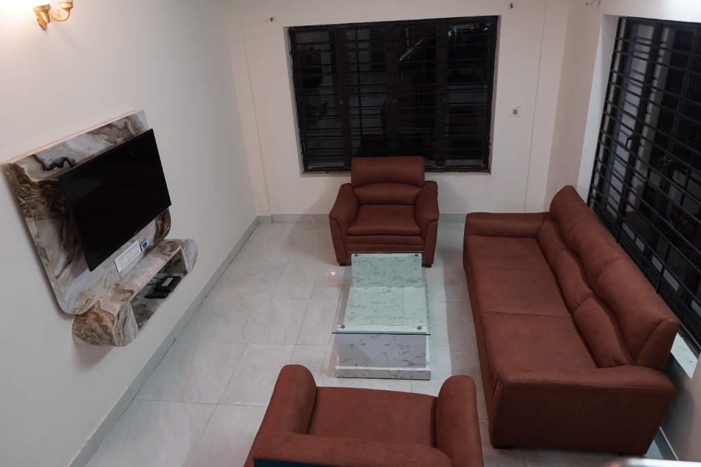 Living room seating area with television